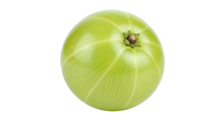 Single ripe green indian gooseberry fruit isolated on black background