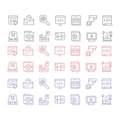 Obraz premium Collection of modern flat icons representing web development and design elements