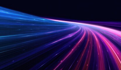 Dynamic, curving abstract visual of flowing, vibrant, colorful streaks across a black background