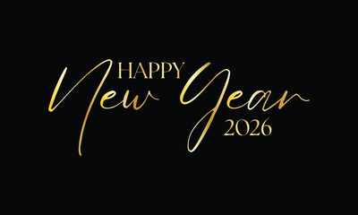 Fototapeta premium happy new year 2026 with gold text and black background
