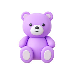 Obraz premium Adorable purple teddy bear sitting isolated on transparent background, a delightful and huggable friend for kids and collectors alike