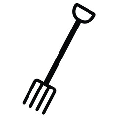 flat vector icon of garden rake with wooden handl