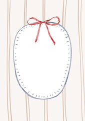 Watercolor Template Frame with stripes background.  Cozy autumn design. Whimsical vintage element in cottagecore style for invitation, social media and posters.