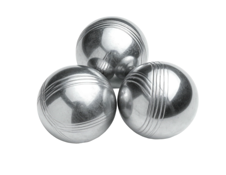 Three silver spheres, metallic with etched lines, on a black background