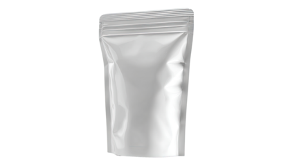 Plain white snack bag sealed and standing upright showing clean packaging design for chips nuts or treats isolated on white background