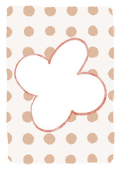 Watercolor Template Frame with polka dot. Cozy autumn design. Whimsical vintage element in cottagecore style for invitation, social media and posters.