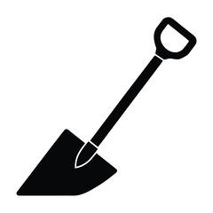 flat vector icon of soil shovel digging ground  f