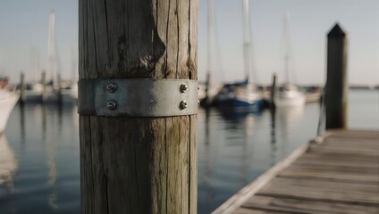 Dockside Serenity - A Close-Up of a Wooden Pier Post.