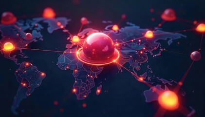 A network of glowing nodes and interconnected lines representing innovative ideas and global communication, technology and progress , structure, energy