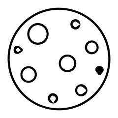 Simple Line Art Moon with Craters Icon