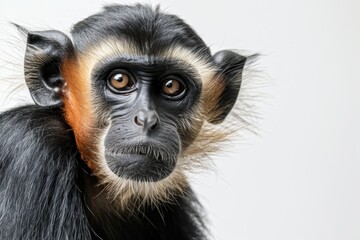 Obraz premium monkey with bright amber eyes and flowing fur, captured in soft natural light that highlights the raw beauty and grace of wildlife.