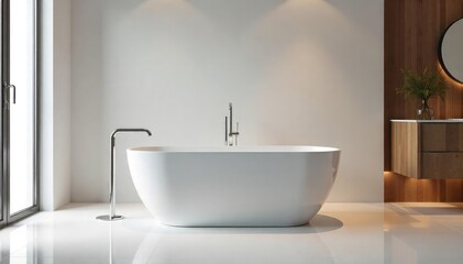 Luxurious modern bathtub design featuring sleek lines, a freestanding tub, and elegant chrome fixtures Perfect for bathroom inspiration and interior design projects , clawfoot tub, home decor