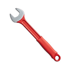 Red wrench tool on transparent background