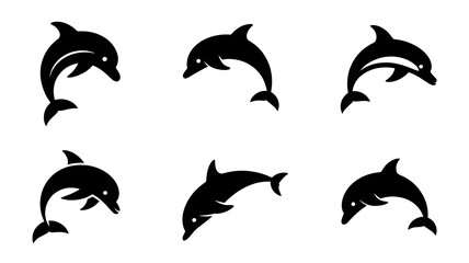 Playful dolphins leaping and swimming in graceful silhouette