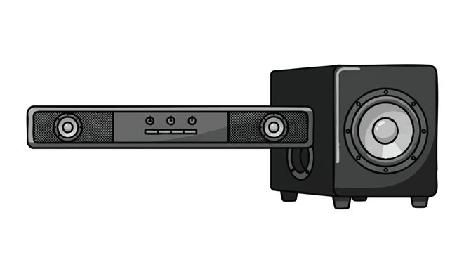 black soundbar and subwoofer audio system clip art preview