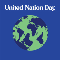 United Nations Day Earth Globe Illustration – Green Continents & Blue Oceans