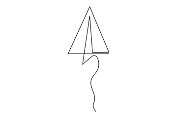 Paper plane single line art minimalist drawing of a flying airplane in continuous outline style
