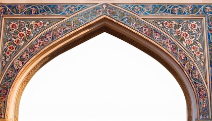intricate floral archway frame design in a traditional mughal style