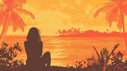 sunset, palm, beach, tree, sea, tropical, ocean, sky, sun, sunrise, silhouette, landscape, summer, water