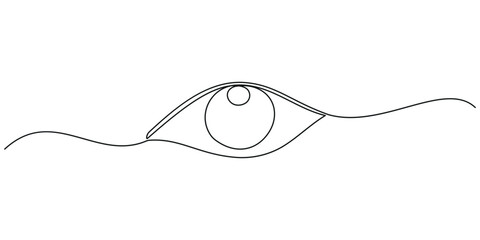 Eye continuous one line drawing style. Line art of eye sign. Vector illustration. Abstract background
