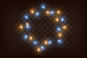  Christmas Lights Circle on Transparent Background