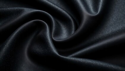 Fototapeta premium Close up of black satin fabric with subtle textures and elegant folds creating a smooth and luxurious feel