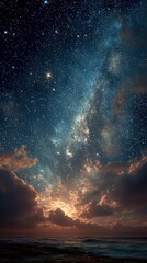 Naklejka premium Stunning night sky with sparkling stars. AI generate