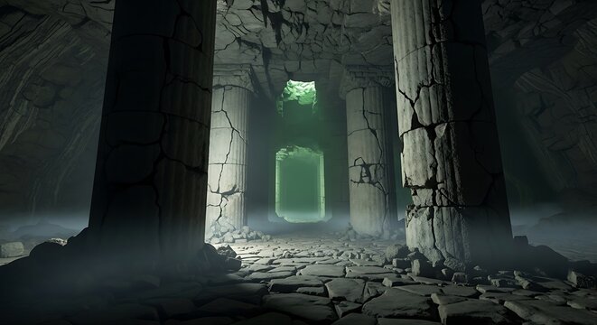 Ancient Ruins - A Glimpse into the Past Through Stone Pillars. - Powered by Adobe