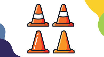 Orange Traffic Cones Symbolizing Road Construction and Safety, Representing Transportation, Awareness, Caution, and Workplace Hazard Prevention for Infrastructure Projects and Development Planning, in