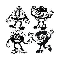Retro Groovy Cartoon Character Mascot Set in a Funky 1930s Style