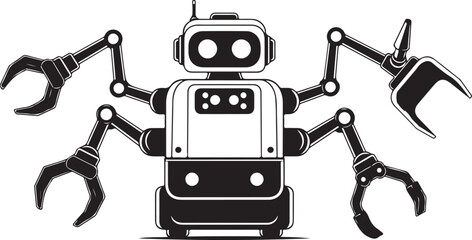 Industrial robot vector illustration showcasing futuristic design and robotic arms for diverse technological applications