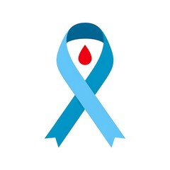 World Diabetes Day Awareness Ribbon with Blood Drop Symbol Graphic