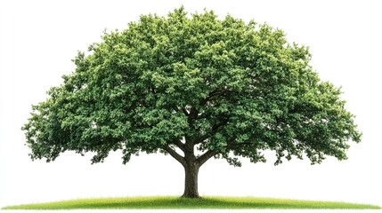 tree, isolated, green, nature, leaf, white, plant, branch, forest, oak, summer, single, trees, vector, illustration,