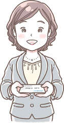 Smiling Businesswoman Offering a Business Card