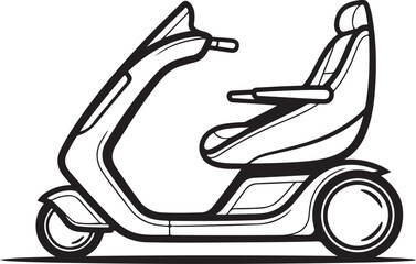Line Art of Futuristic Mobility Scooter for Personal Transportation Illustration Isolated on White Background