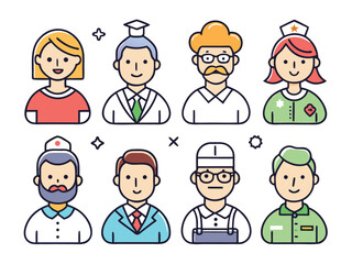 Diverse Group Shows People In Various Occupations Modern Graphic Design Style