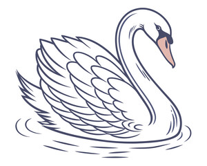Fototapeta premium An white vector of swan line art icon graphic style on white background.