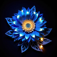 an AI Image Generator, Luminous Sunflowers and Leaves in a Striking Artistic Composition