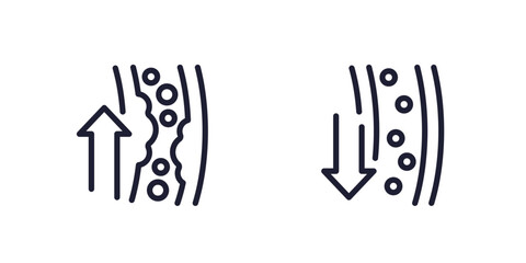 Naklejka na ściany i meble cholesterol icons with artery and arrow, line vector
