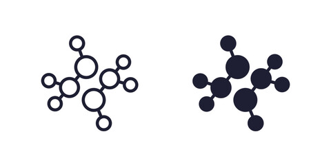 chemicals icon with molecules, line and solid design