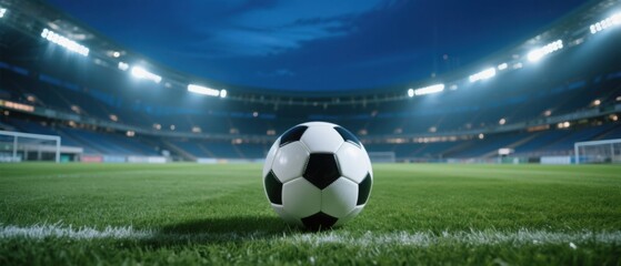 Fototapeta premium Soccer ball on football field