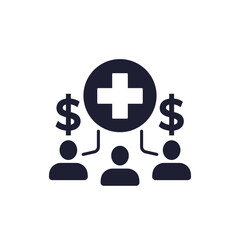 Healthcare cost icon with people