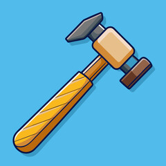 Cartoon illustration of a yellow and gray hammer tool