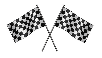 Two checkered flag vector illustrations isolated on white background for racing and victory themes