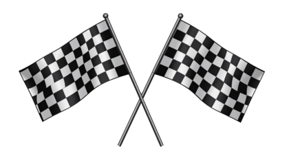 Two checkered flag vector illustrations isolated on white background for racing and victory themes