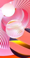 colorful abstract background with pink waves and heart elements