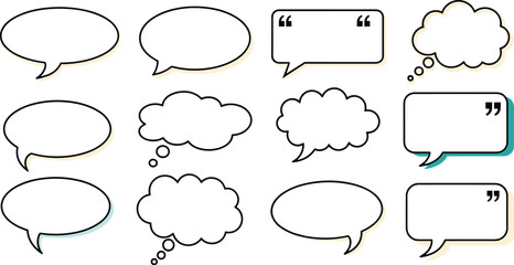 Obraz premium Diverse Set of Speech Bubbles for Communication Concepts: Representing Conversation, Thoughts, and Ideas in Business, Education, and Social Media Contexts, Offering a Modern and Creative Style for Pre