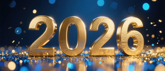 Golden 2026 with blue background