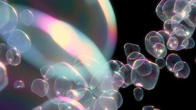 3d rendered illustration of a red bubble, soap bubbles background