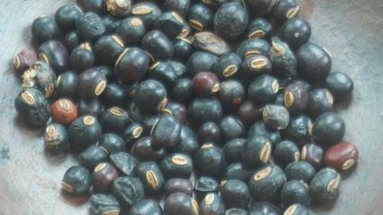 Extreme Close-Up of Raw Black Adzuki Beans